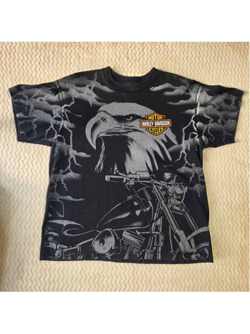 Men's Vintage 1992 Harley-Davidson Eagle Graphic T-Shirt Black XL